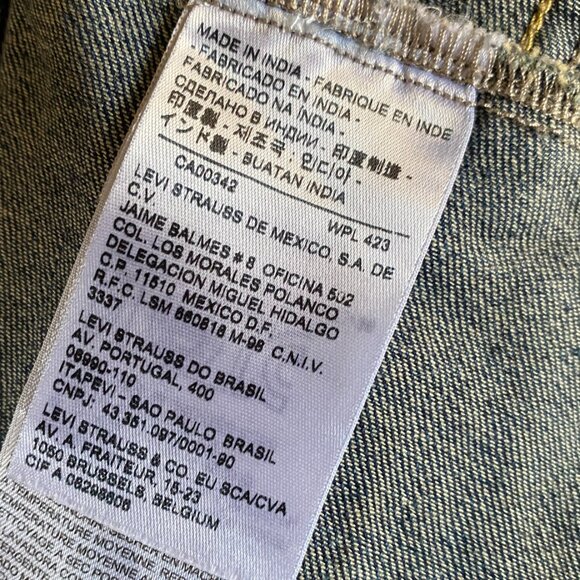 LEVI STRAUSS Womens Cropped Jeans Denim Jacket Blue Mid Wash Small Petite - Picture 6 of 12